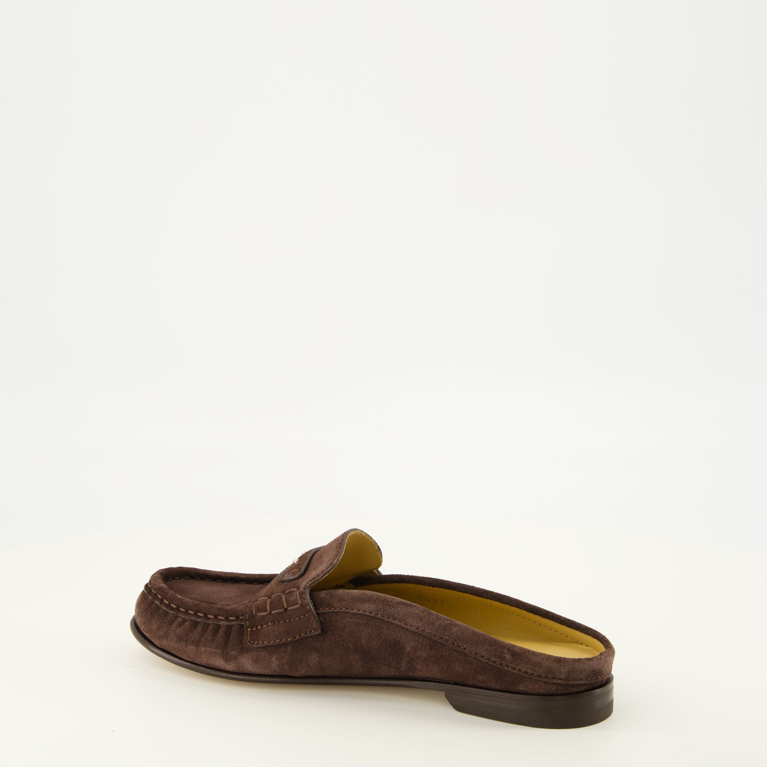 Chaussures ouvertes 브라운 스웨이드 스크런치 뮬 Fendi Marron Femme