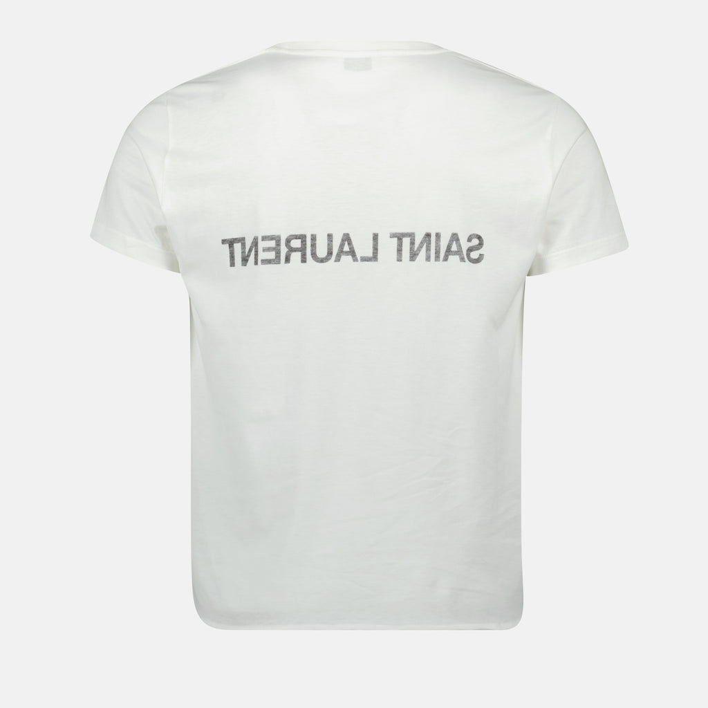 Camisetas Camiseta con Logo Invertido Saint Laurent Blanco Homme