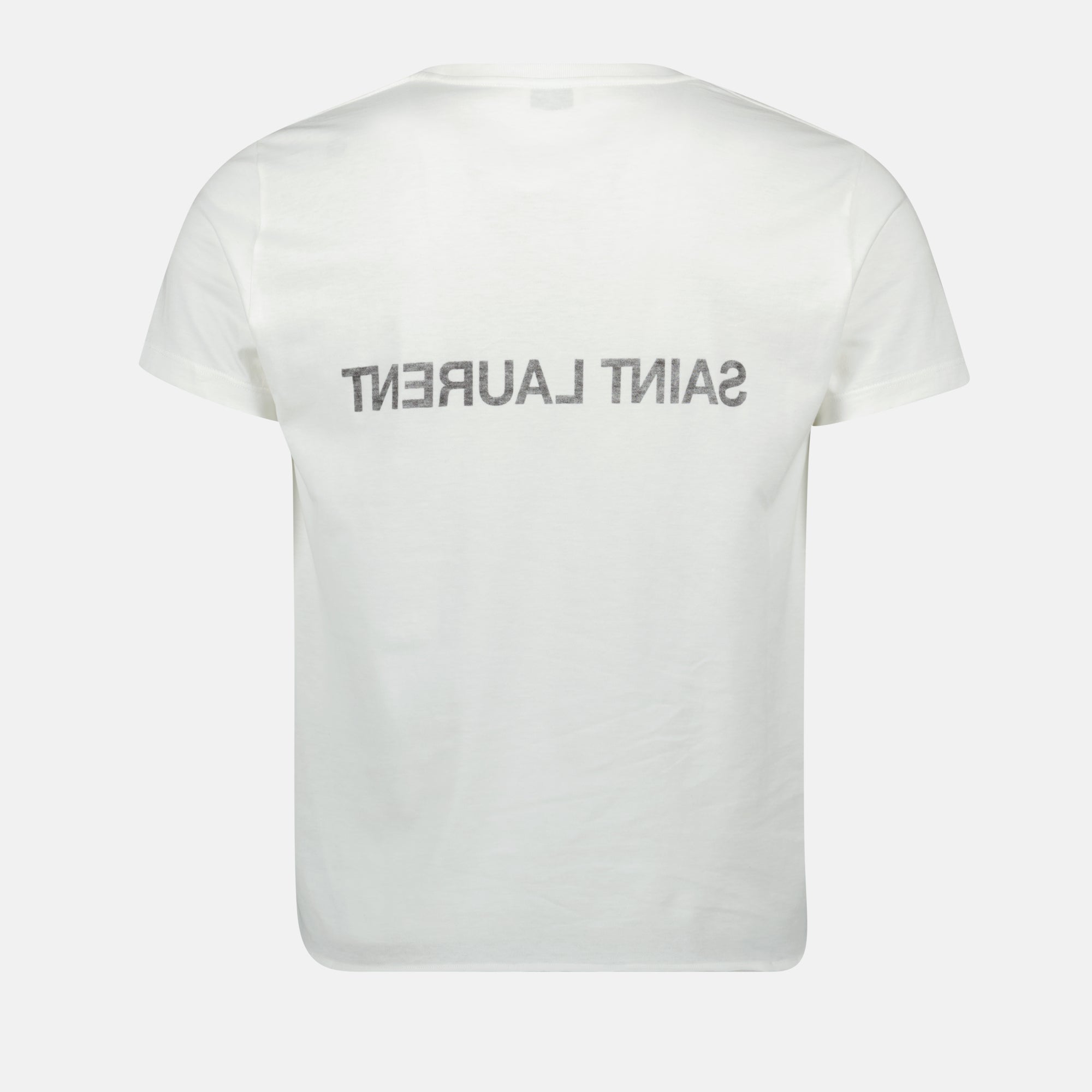 Camisetas Camiseta con Logo Invertido Saint Laurent Blanco Homme