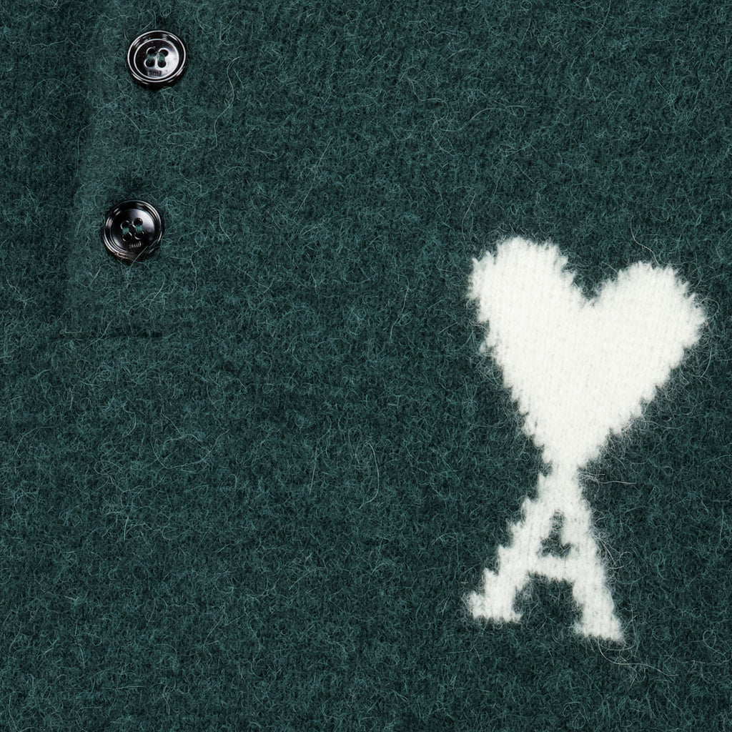Polos Dunkelgrüner Alpaka-Pullover Ami PARIS Vert Unisexe