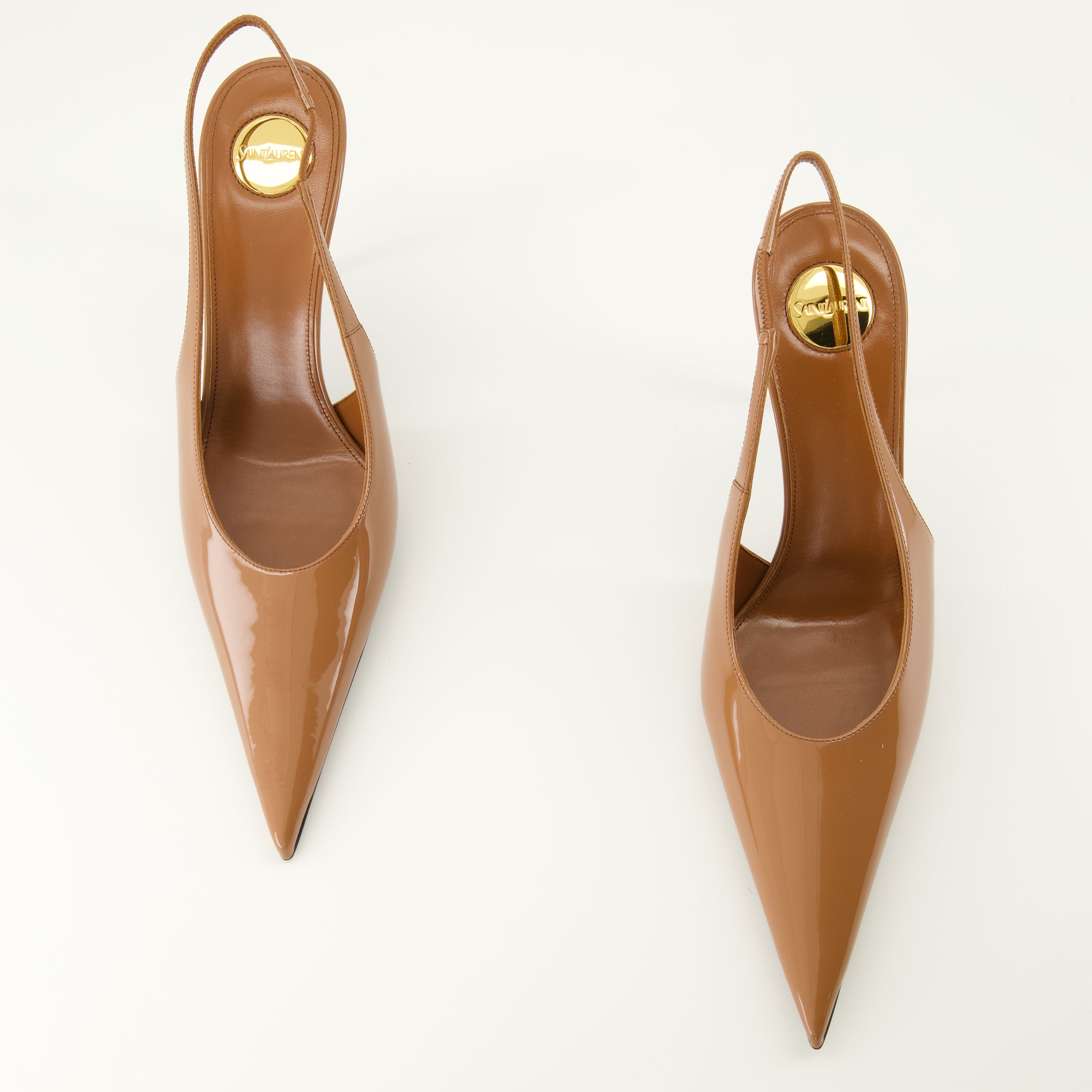 Chaussures ouvertes Slingbacks Guermantes en cuir verni beige Saint Laurent Beige Femme