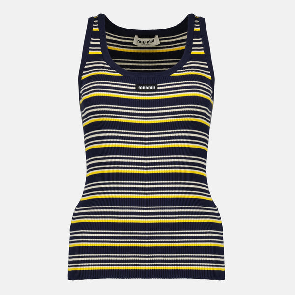 Navy Striped Tank Top Miu Miu - Women – myCompañero