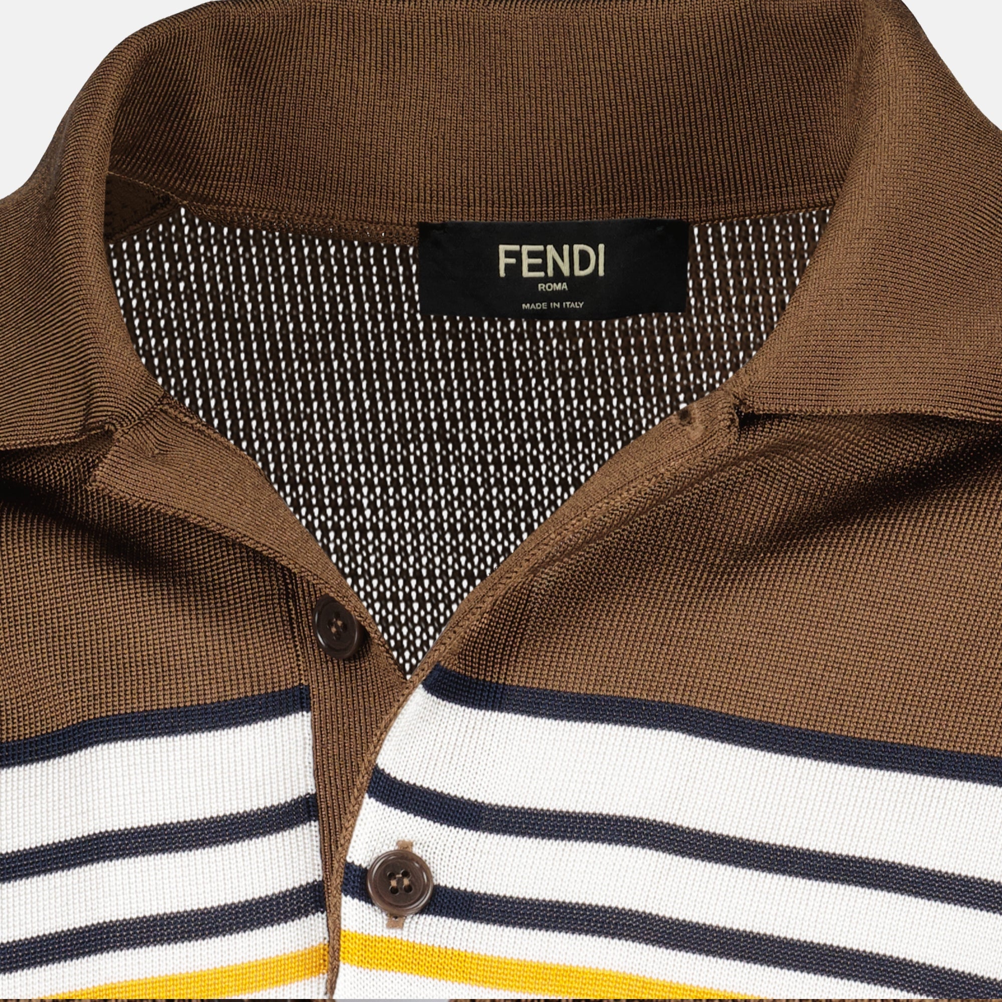 Polos 다채로운 스트라이프 폴로 Fendi Jaune Homme