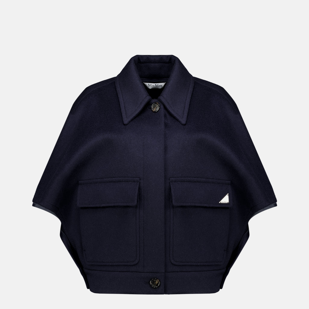 Vestes Boxy Cape aus Navy Cashmere Max Mara Bleu foncé Femme