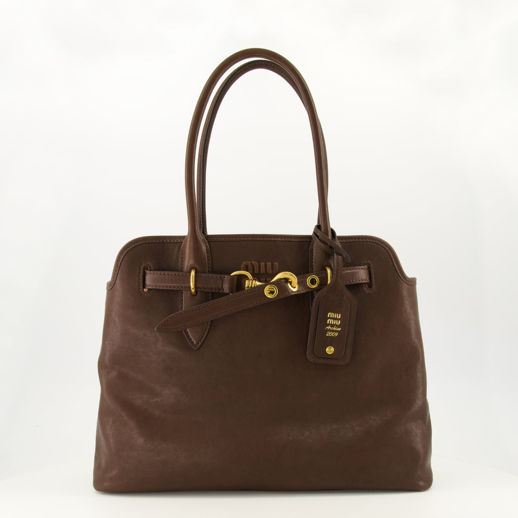 Sacs à main et épaule Bolso de Aventura de Cuero Nappa Marrón Miu Miu Marron Femme