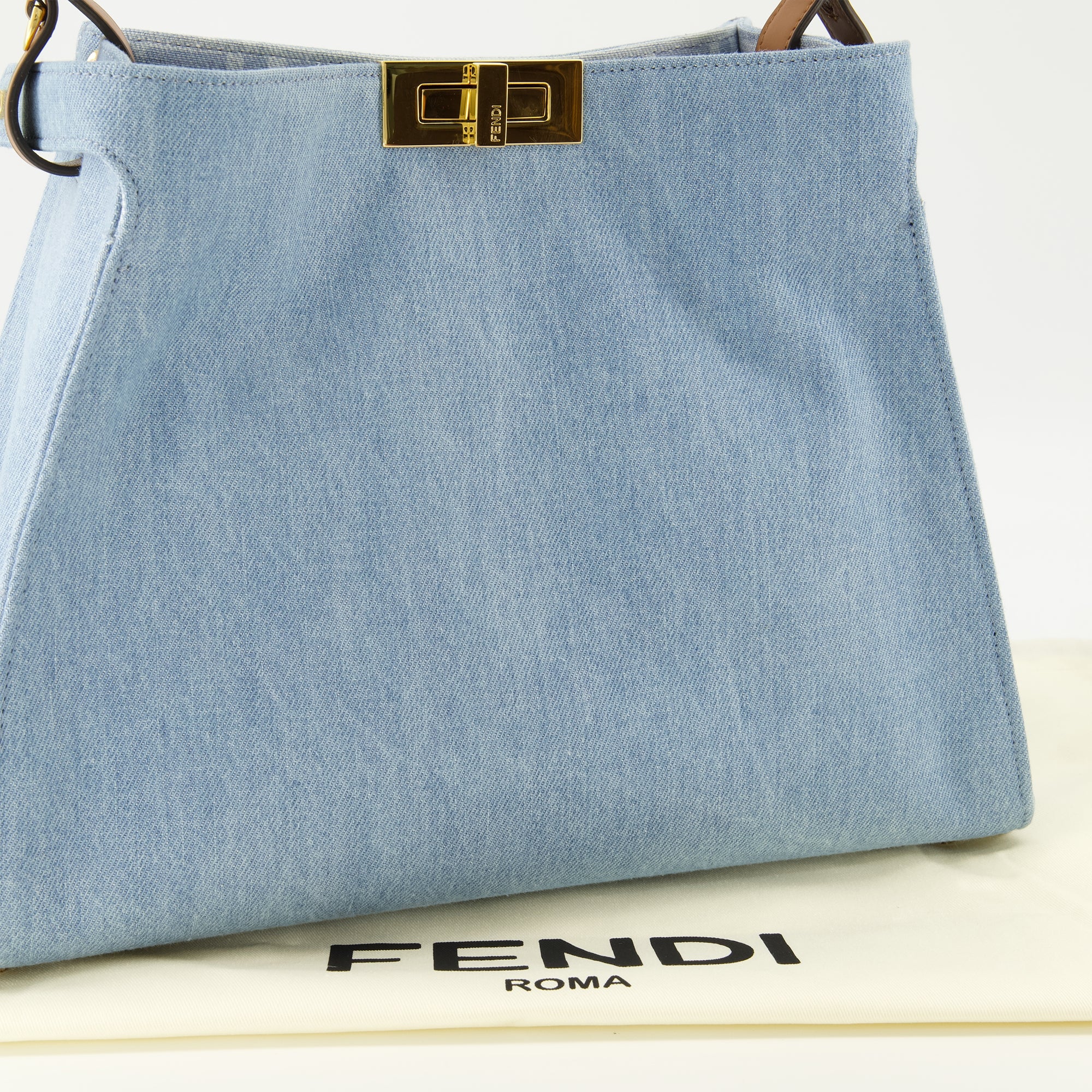 Sacs à main et épaule Borsa Fendi Way Media Blu Denim Fendi Bleu Femme
