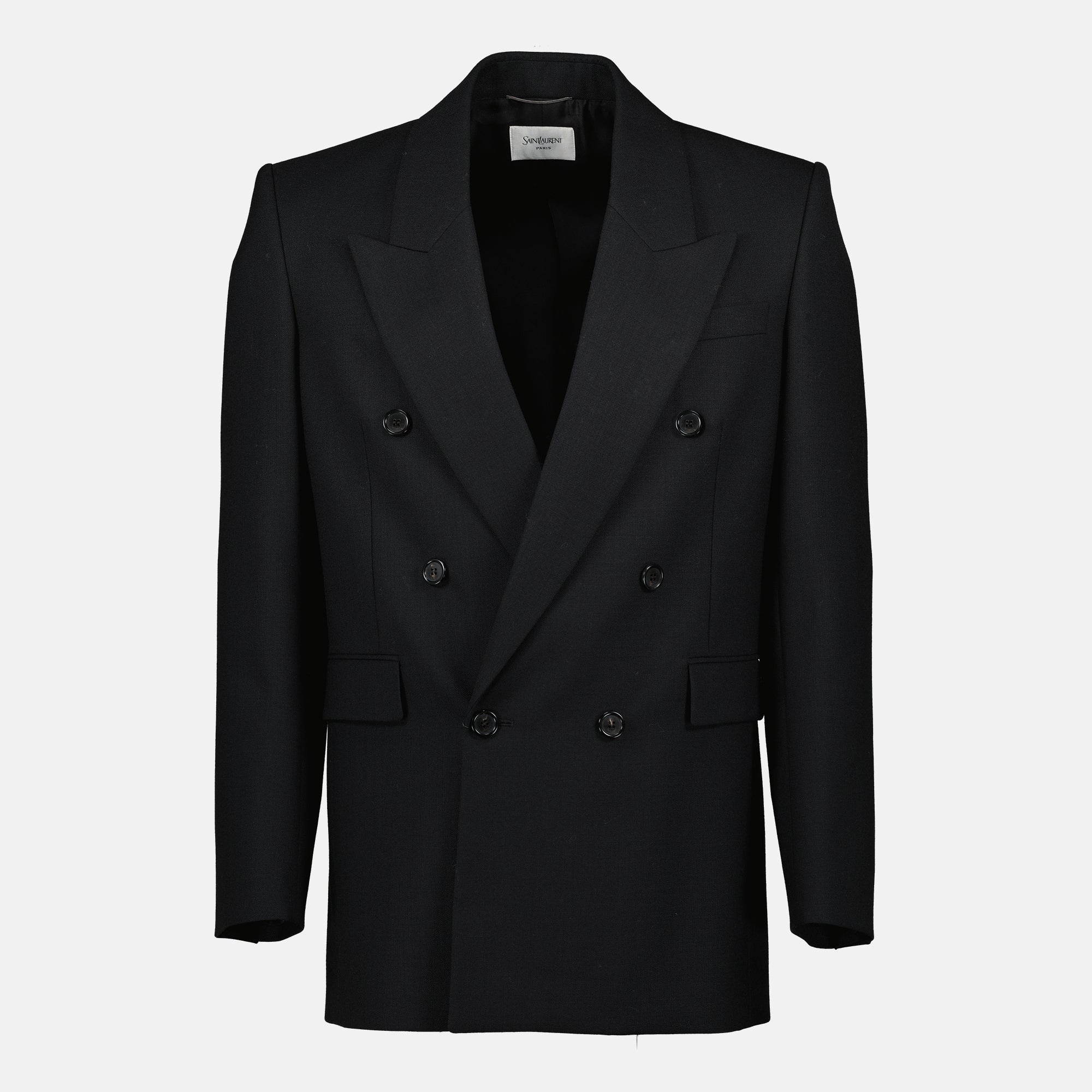 Image de l'article Blazer noir en laine de la marque Saint Laurent pour Homme - Saison Automne-Hiver 2025 - Vue de Face