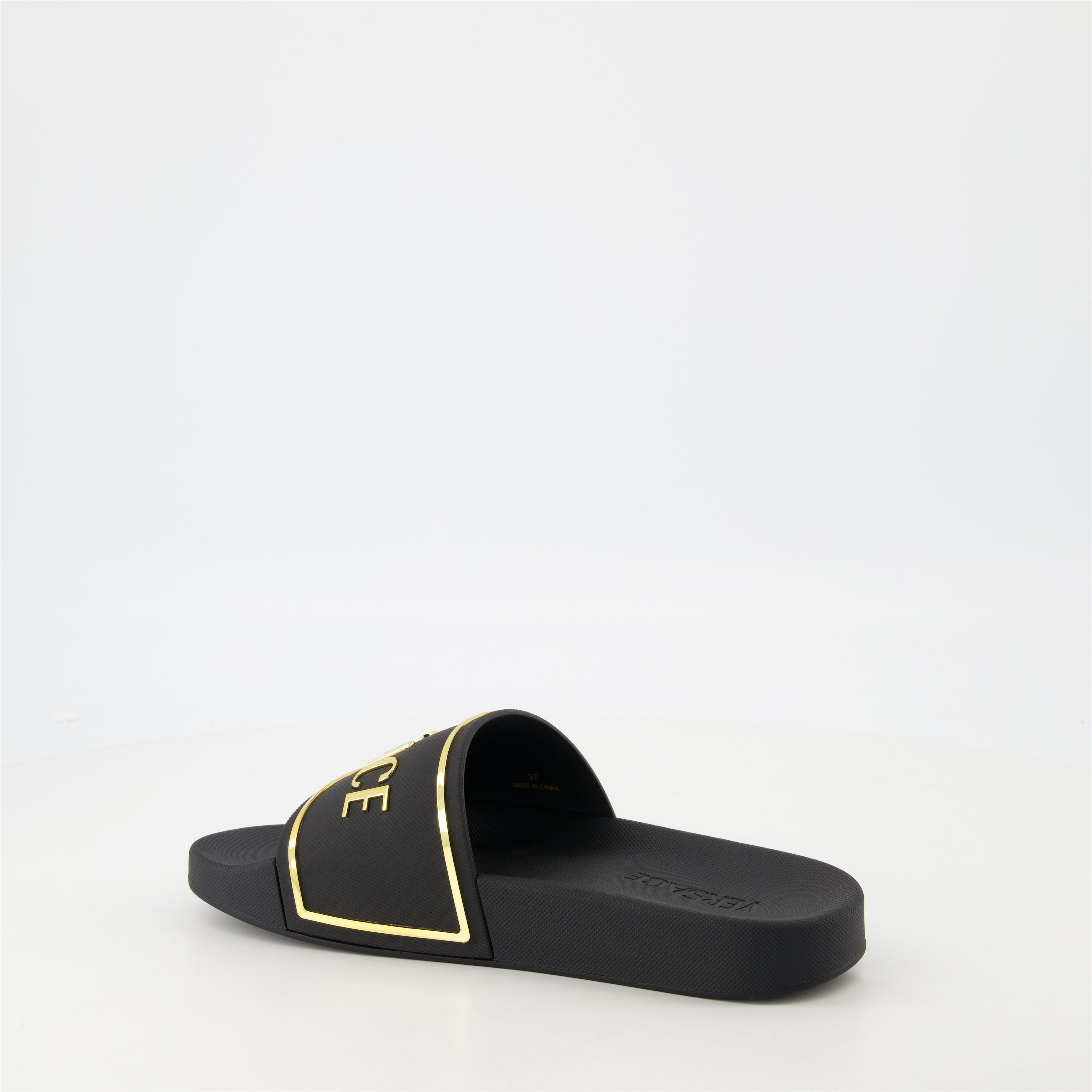 Scarpe aperte Pantofole con Logo Versace Nero Femme