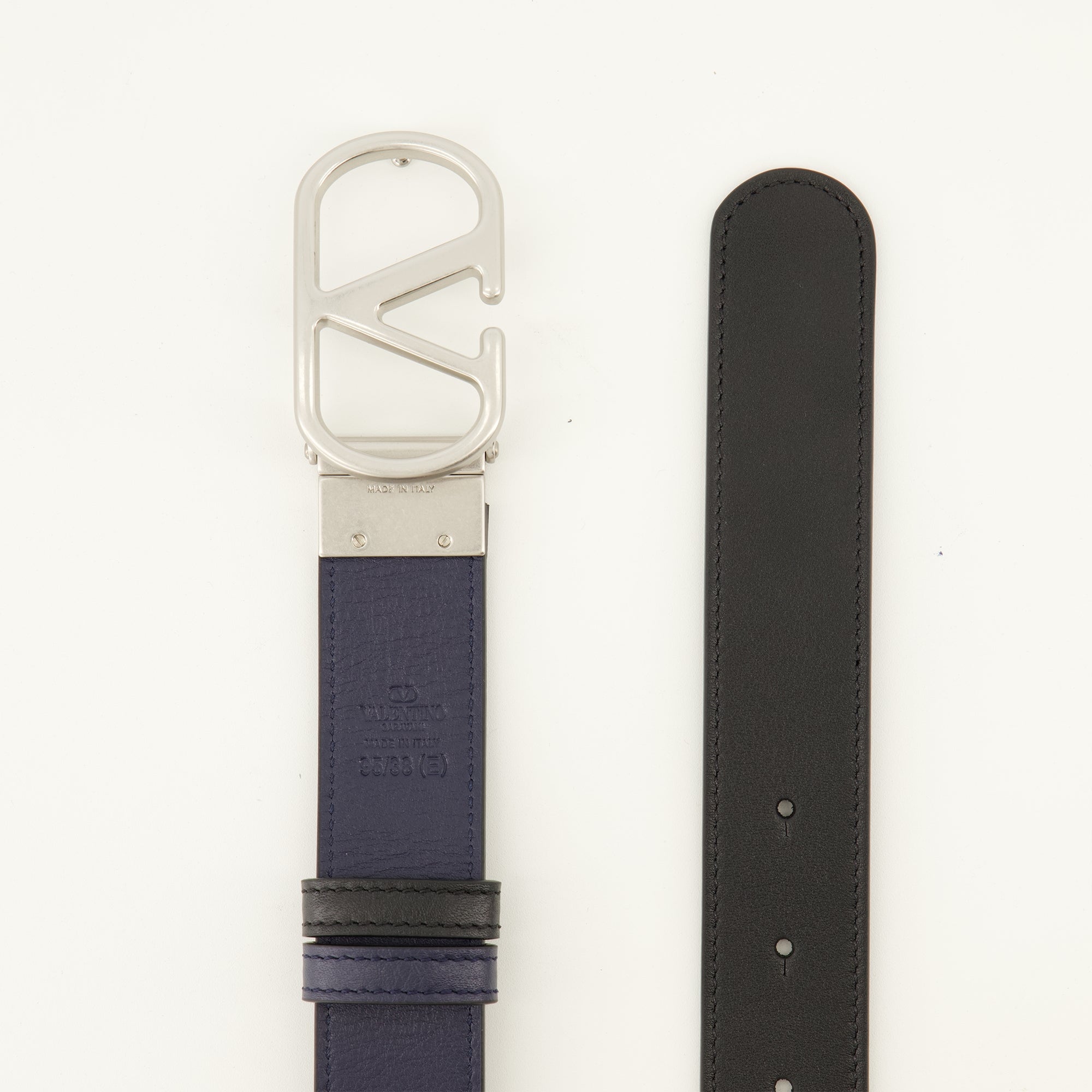Ceintures Ceinture VLogo réversible bleu marine Valentino Garavani Bleu foncé Homme