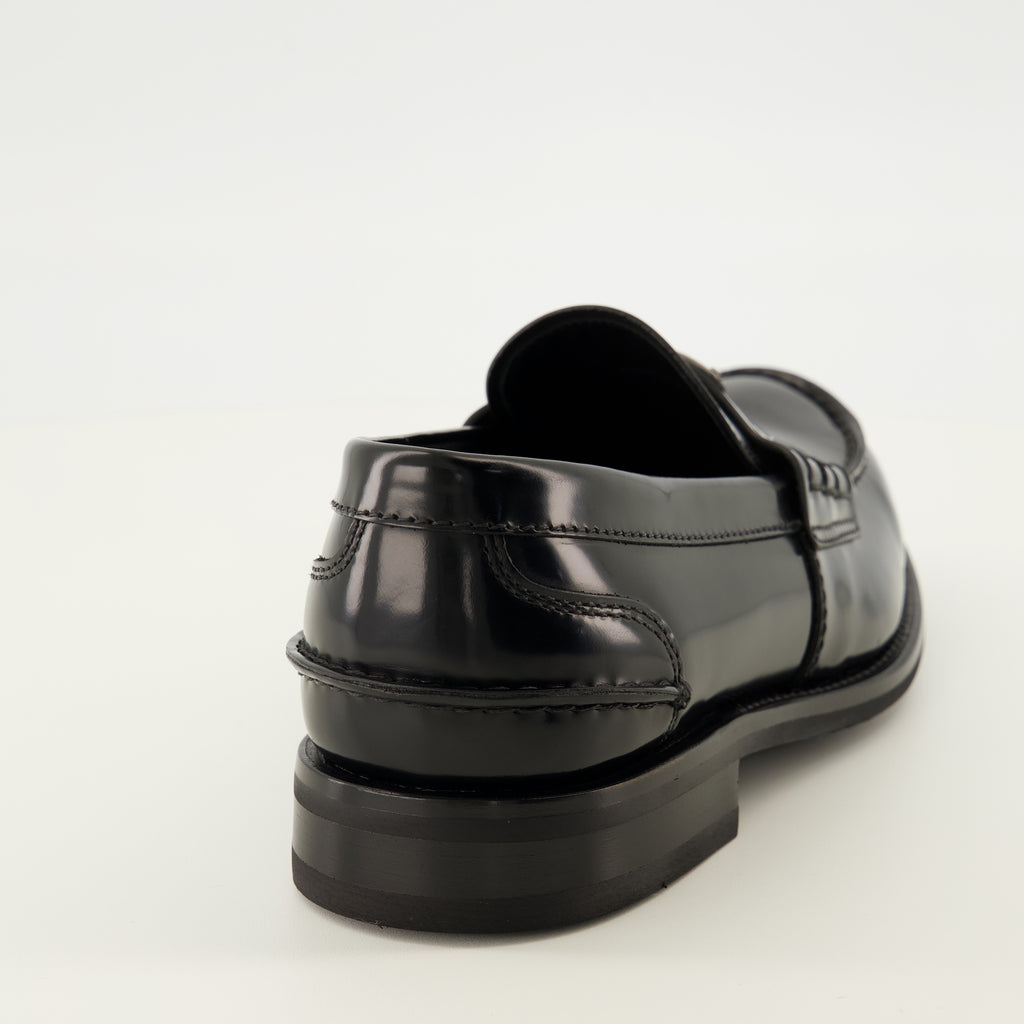 Mocassins Schwarze genoppte Leder Slipper Prada Noir Homme