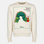 Maille Weißer Buchcover-Pullover Dior Blanc Homme