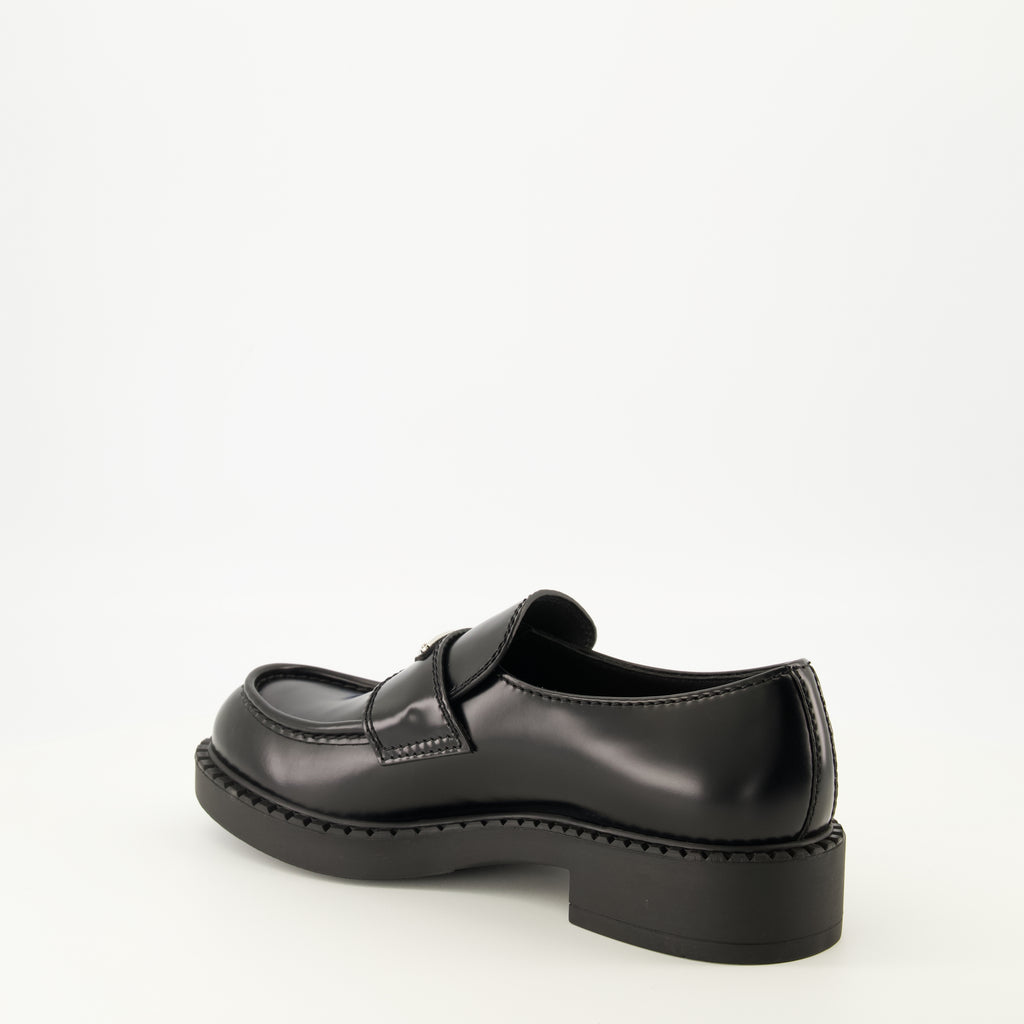 Mocassins Mocasines de Cuero Brushed Negro Prada Noir Homme