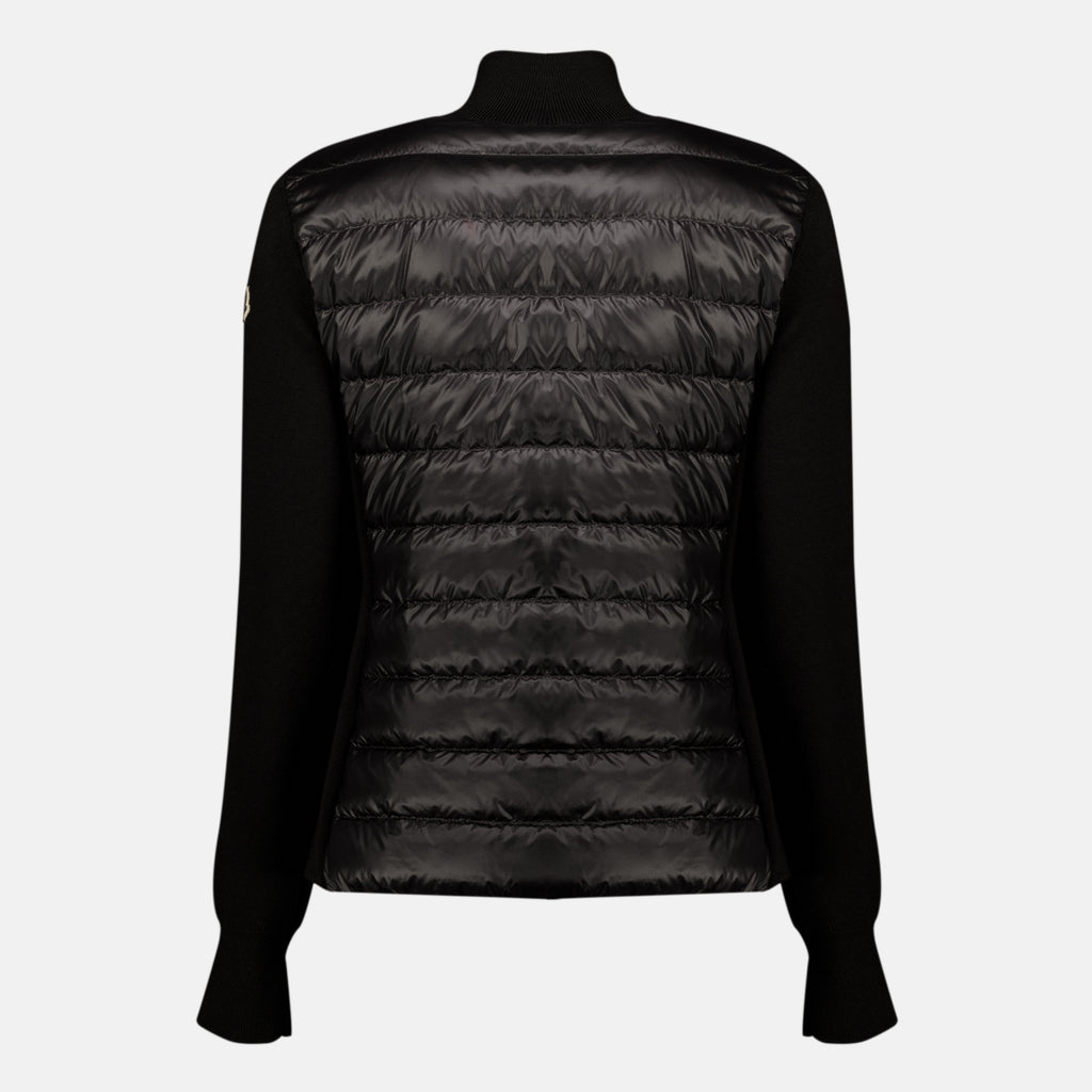Vestes Cardigan zippé matelassé en laine noir Moncler Noir Femme