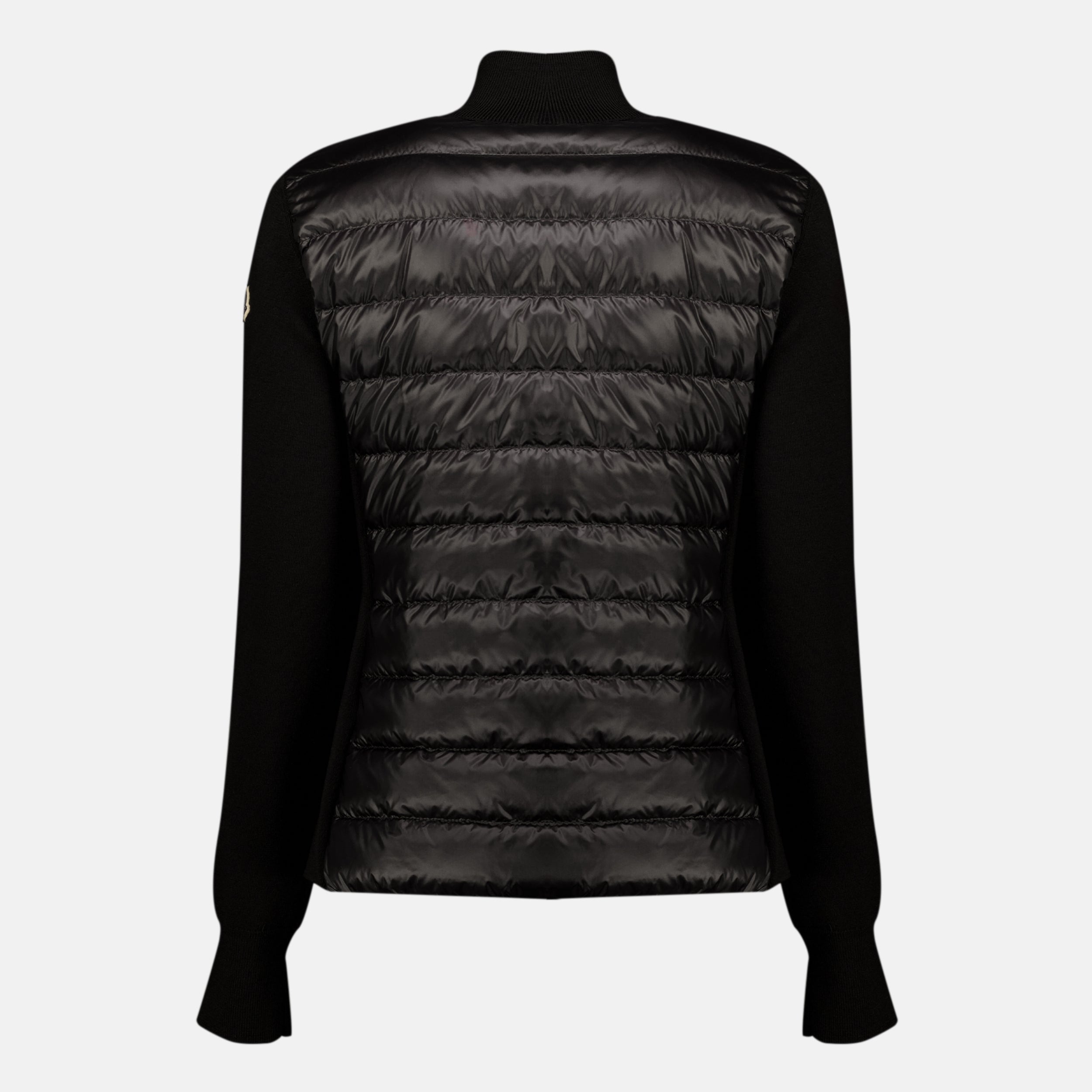 Vestes Cárdigan Con Cremallera Acolchado en Lana Negra Moncler Noir Femme