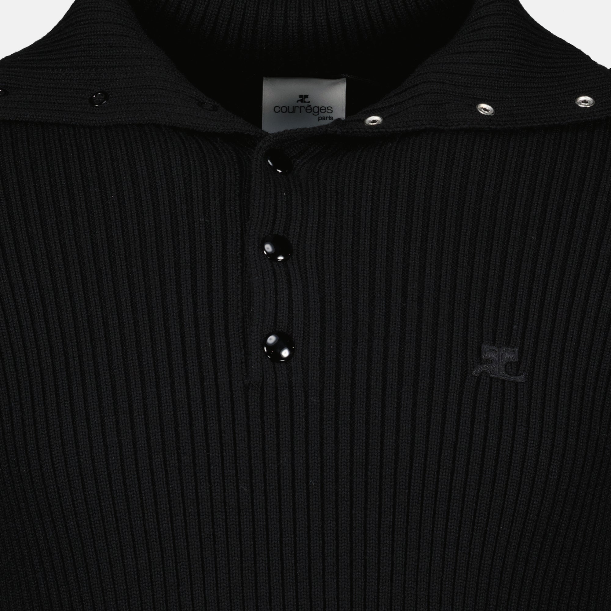 Image of the Courrèges brand wool polo shirt for men - Fall-Winter 2025 - Detailed View_2