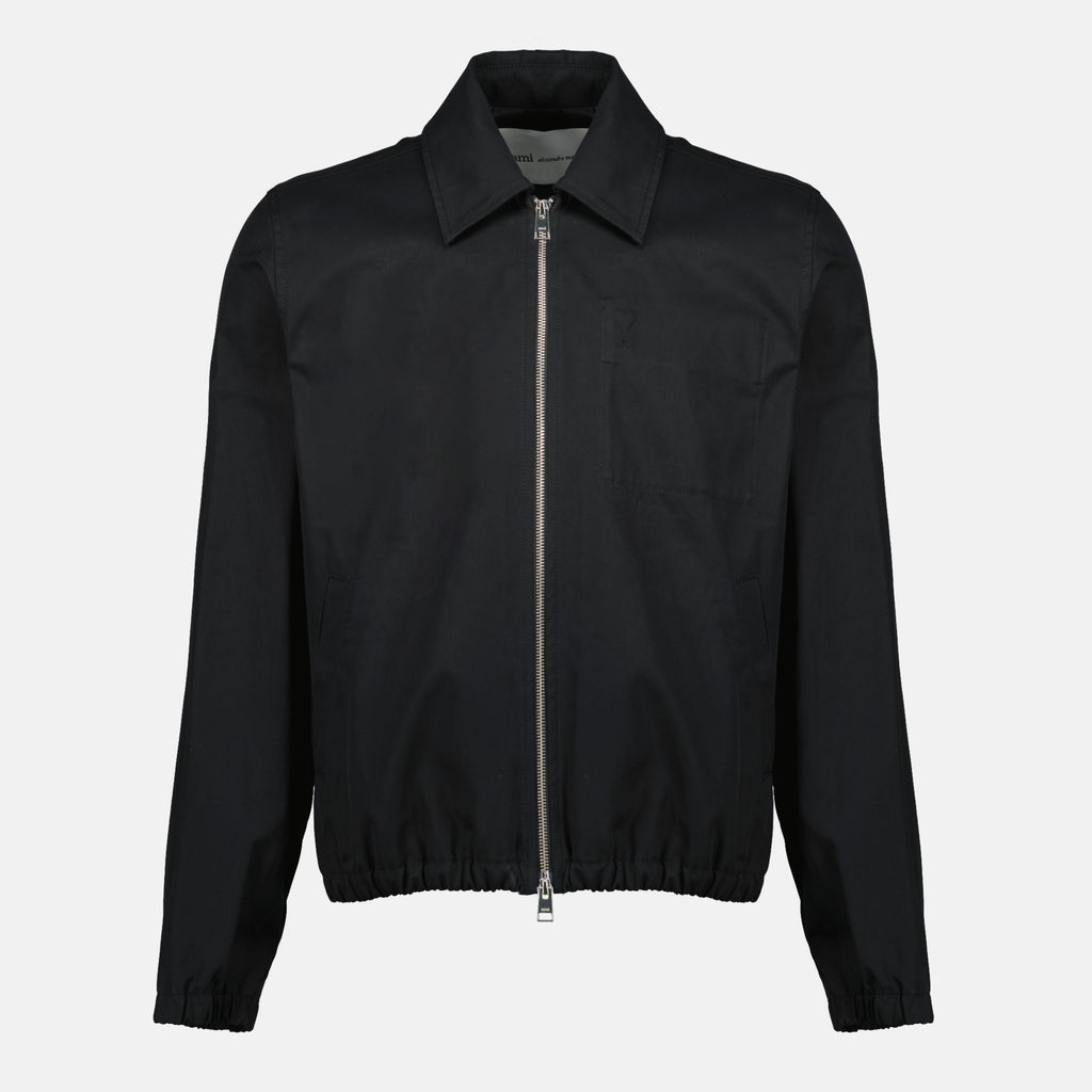 Image of the black AMI heart jacket from the brand Ami PARIS for men - Spring-Summer 2026 - Front view
