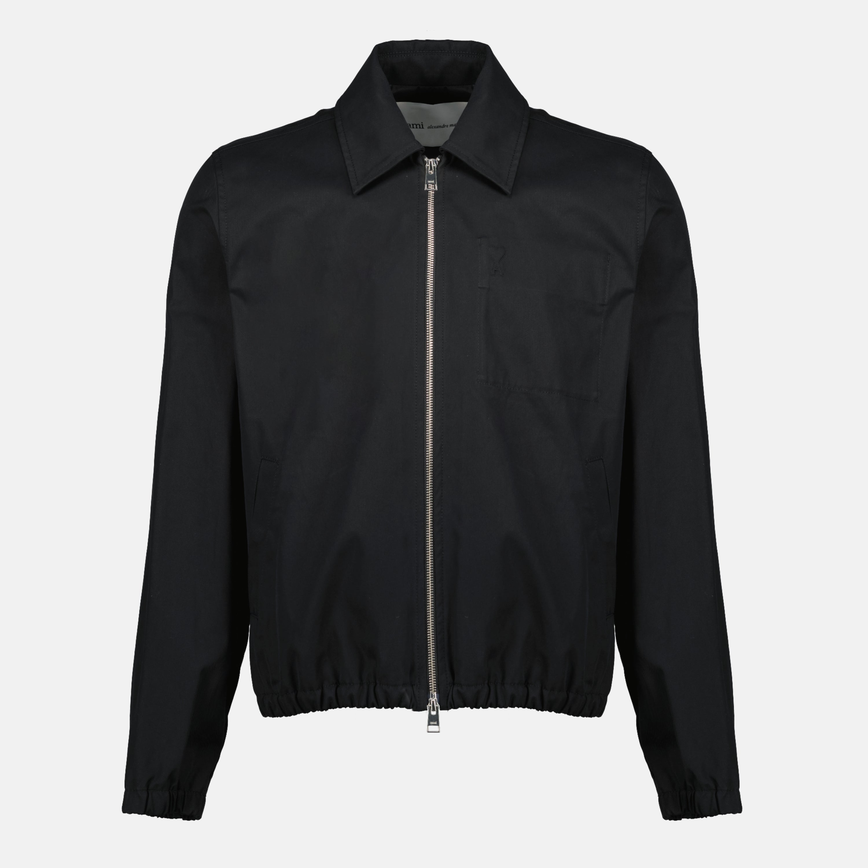 Image of the black AMI heart jacket from the brand Ami PARIS for men - Spring-Summer 2026 - Front view