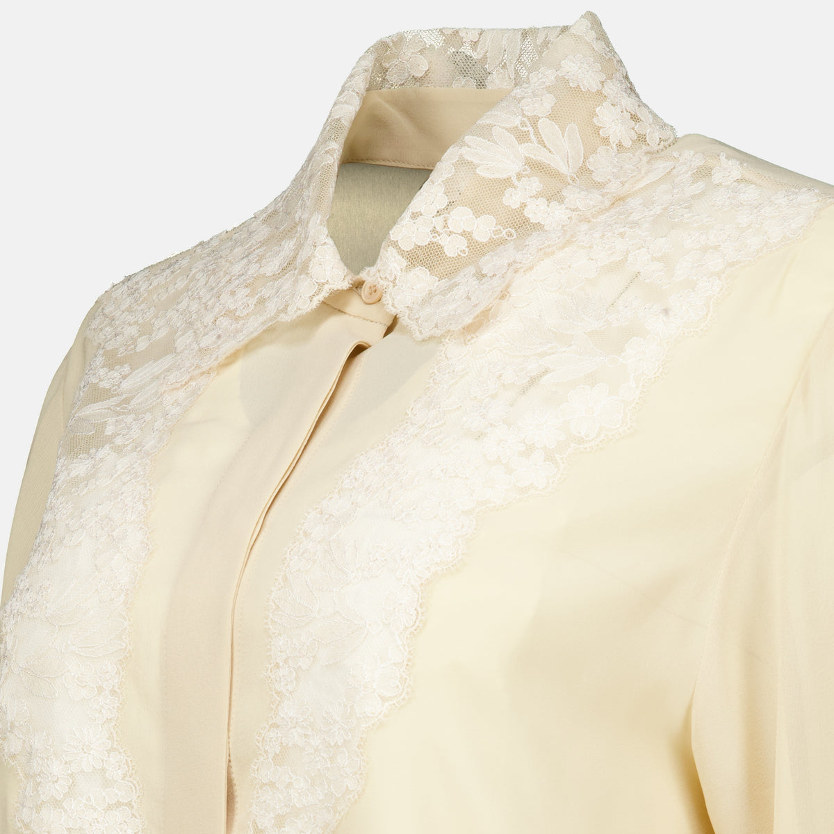 Chemises Chemise brodée en soie Fendi Beige Femme