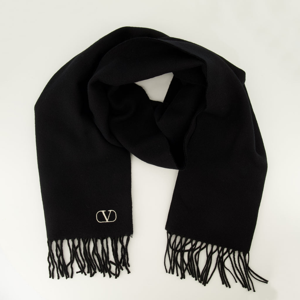 Écharpes, foulards et gants Schwarzer VLogo Wollschal Valentino Garavani Noir Homme