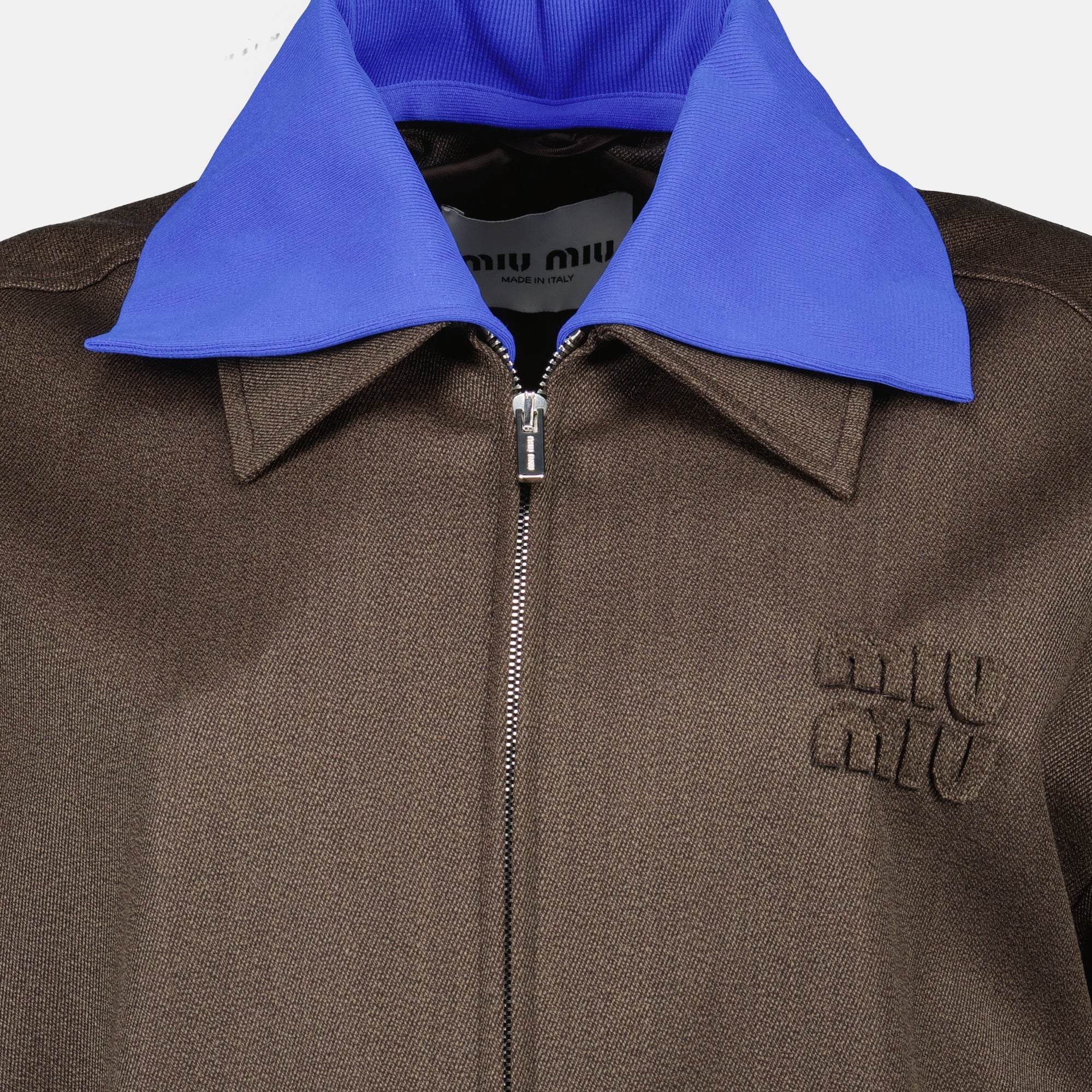 Image de l'article Blouson laine marron de la marque Miu Miu pour Femme - Saison Printemps-Été 2026 - Vue détaillée_1