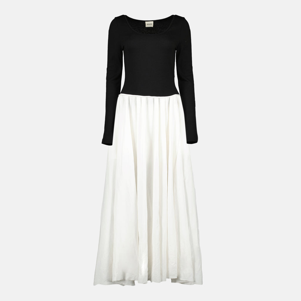 Bild des Khaite Carlotta schwarz-weißen Kleides für Frauen - Frühling-Sommer 2026 - Vorderansicht
