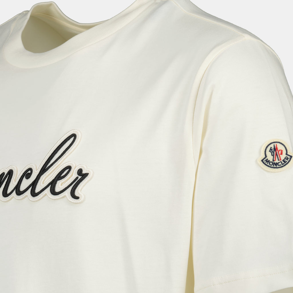 T-shirts Embroidered Logo T-shirt Moncler White Homme