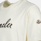T-shirts Embroidered Logo T-shirt Moncler White Homme