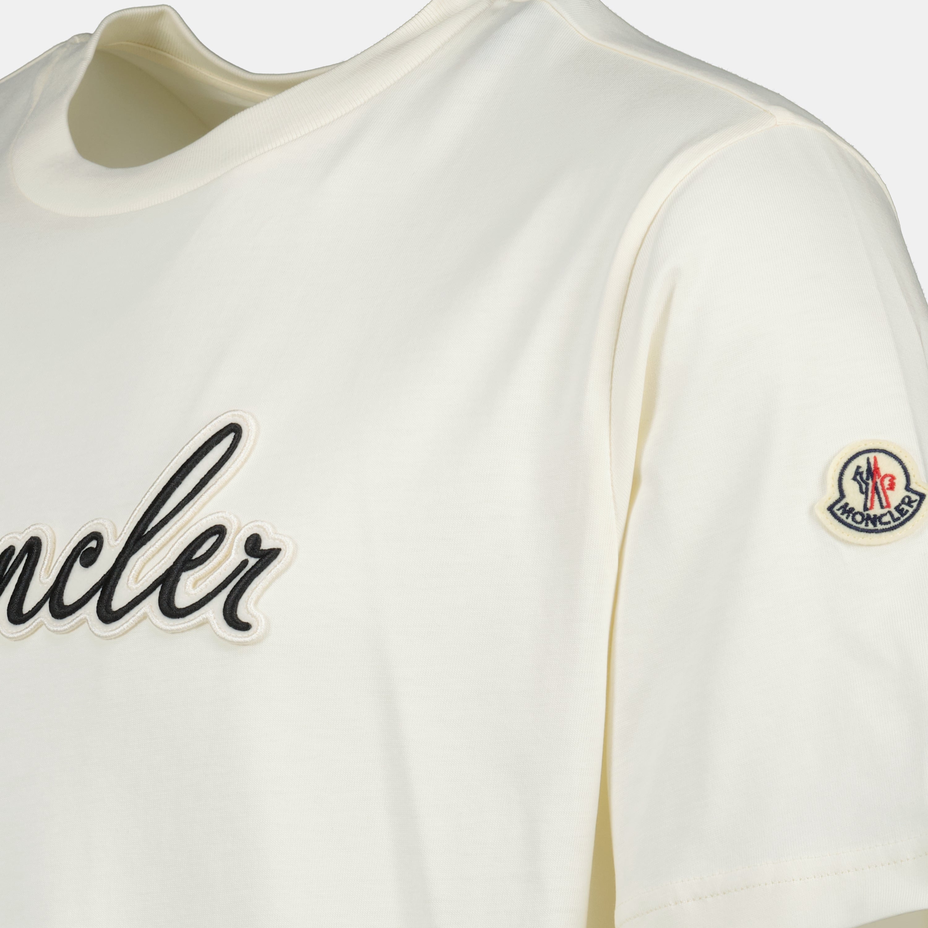 T-shirts Embroidered Logo T-shirt Moncler White Homme