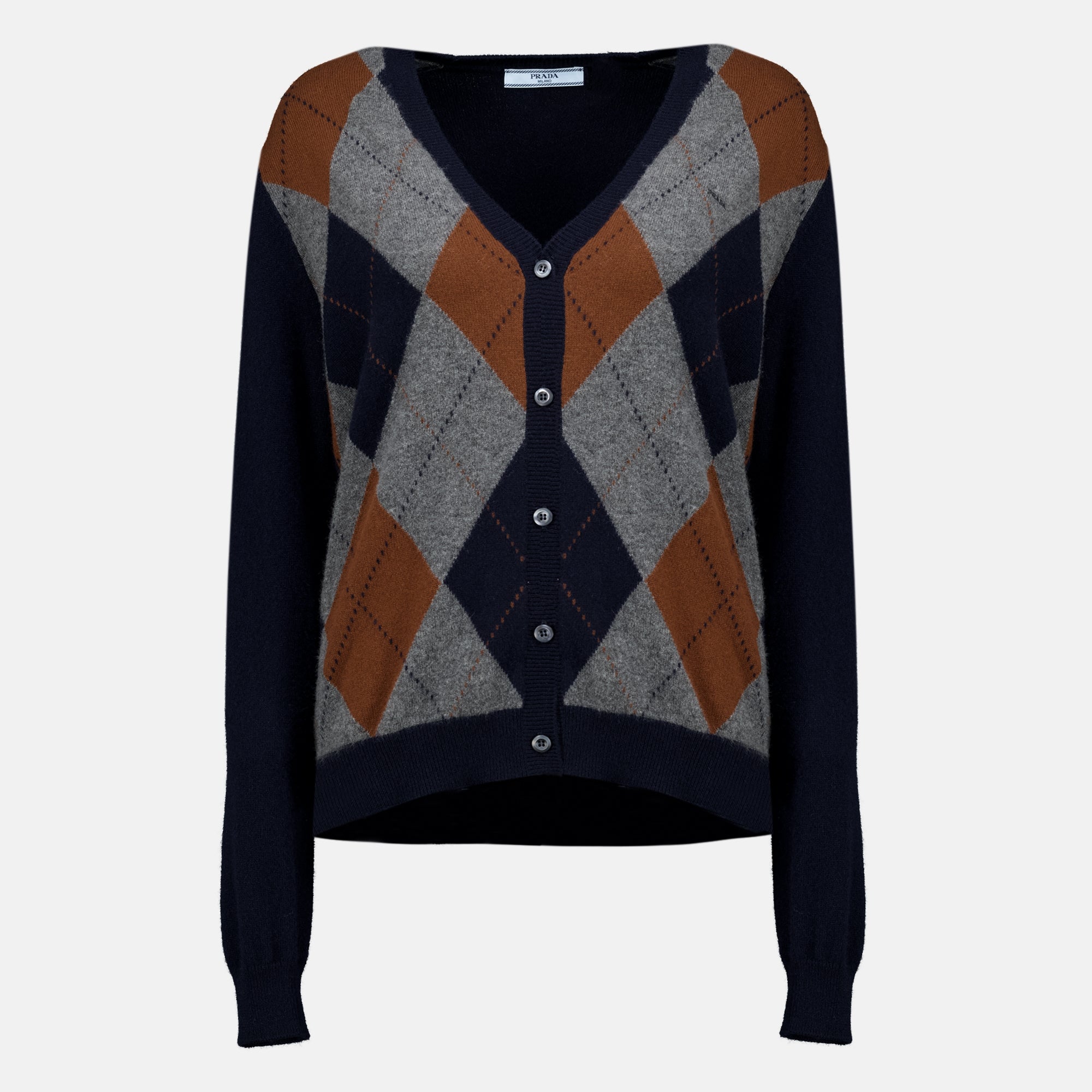 Maille Navy Blue Wool Cardigan Prada Bleu foncé Femme