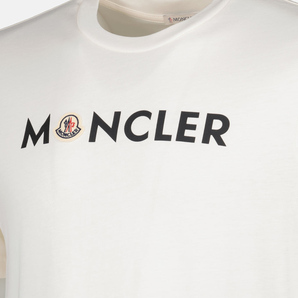 T-shirts Weißes bedrucktes Logo T-Shirt Moncler Blanc Homme