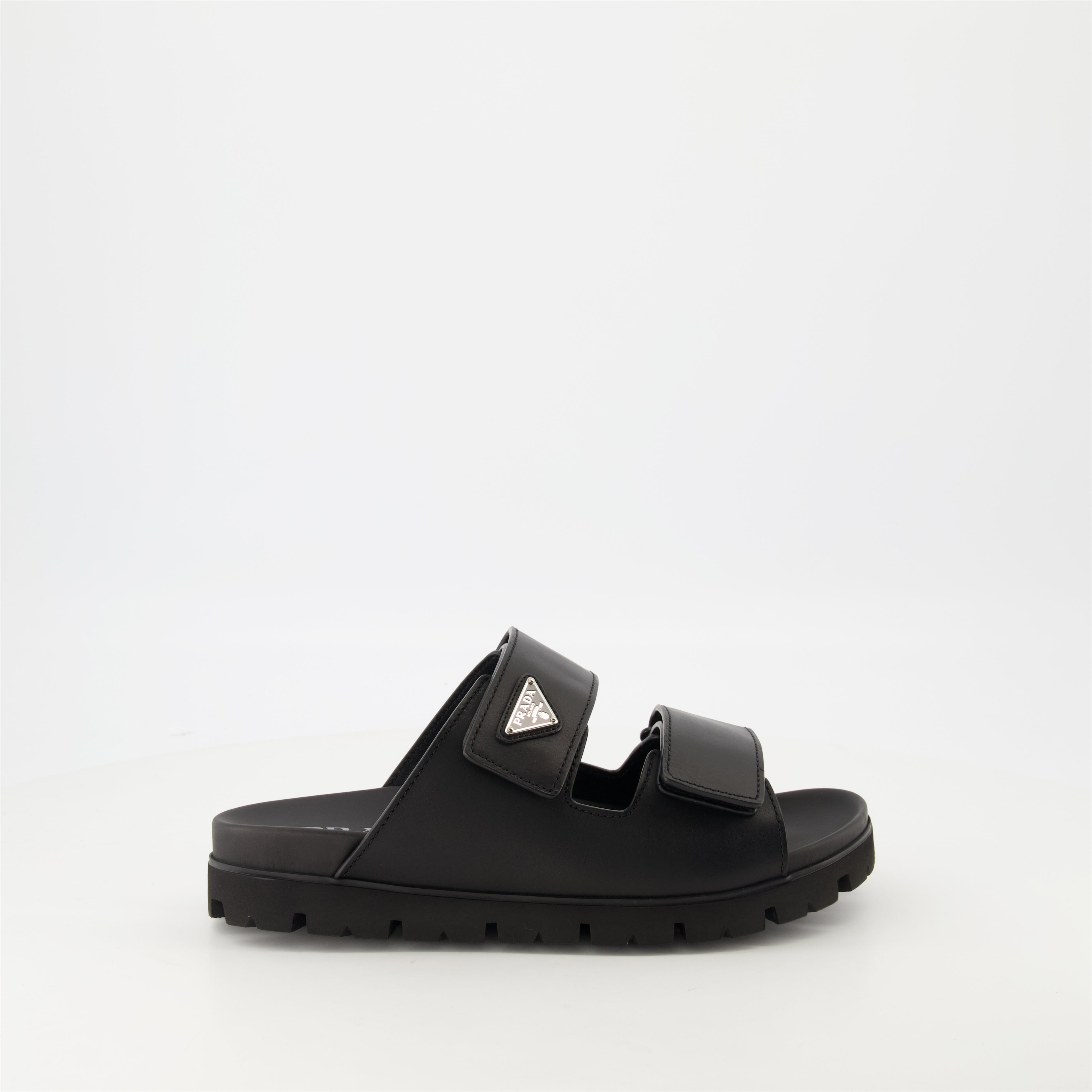 Open shoes Leather Flip-Flops Prada Black Homme