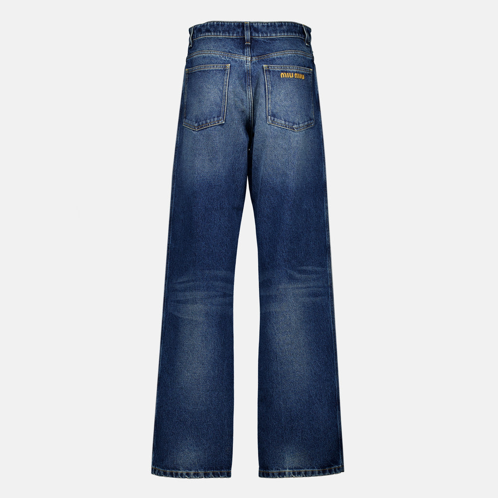 Pantalons Jeans de Denim Azul Largos Miu Miu Bleu foncé Femme