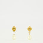 Imagen de los pendientes Vlogo con perlas y cristales dorados de la marca Valentino Garavani para mujeres - Temporada Primavera-Verano 2026 - Vista Trasera