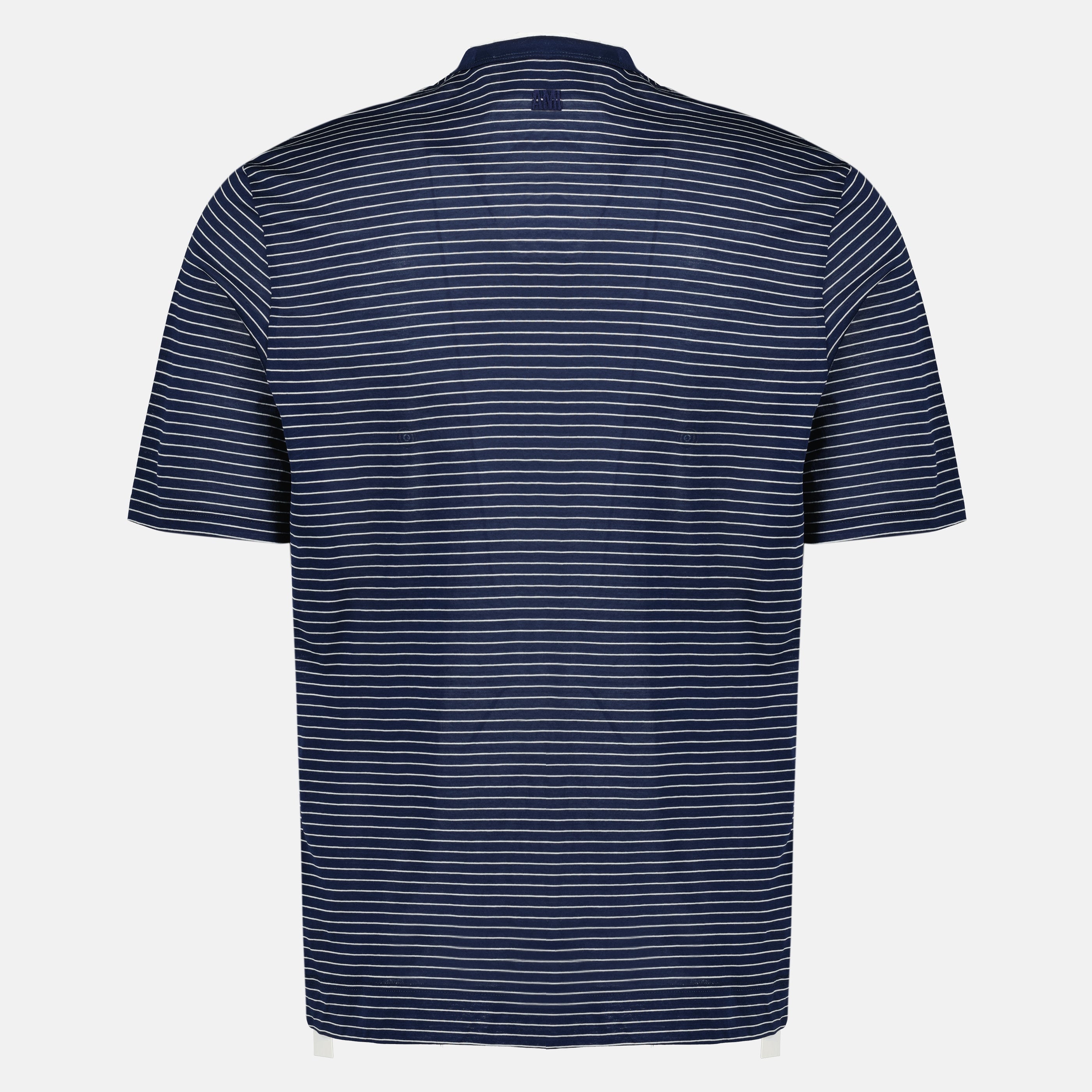 Image of the article Navy striped cotton t-shirt by the brand Ami PARIS for Men - Spring-Summer 2026 - Back View
