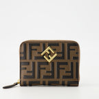 Piccola pelletteria Wallet con zip FF Diamonds Fendi Marrone Femme