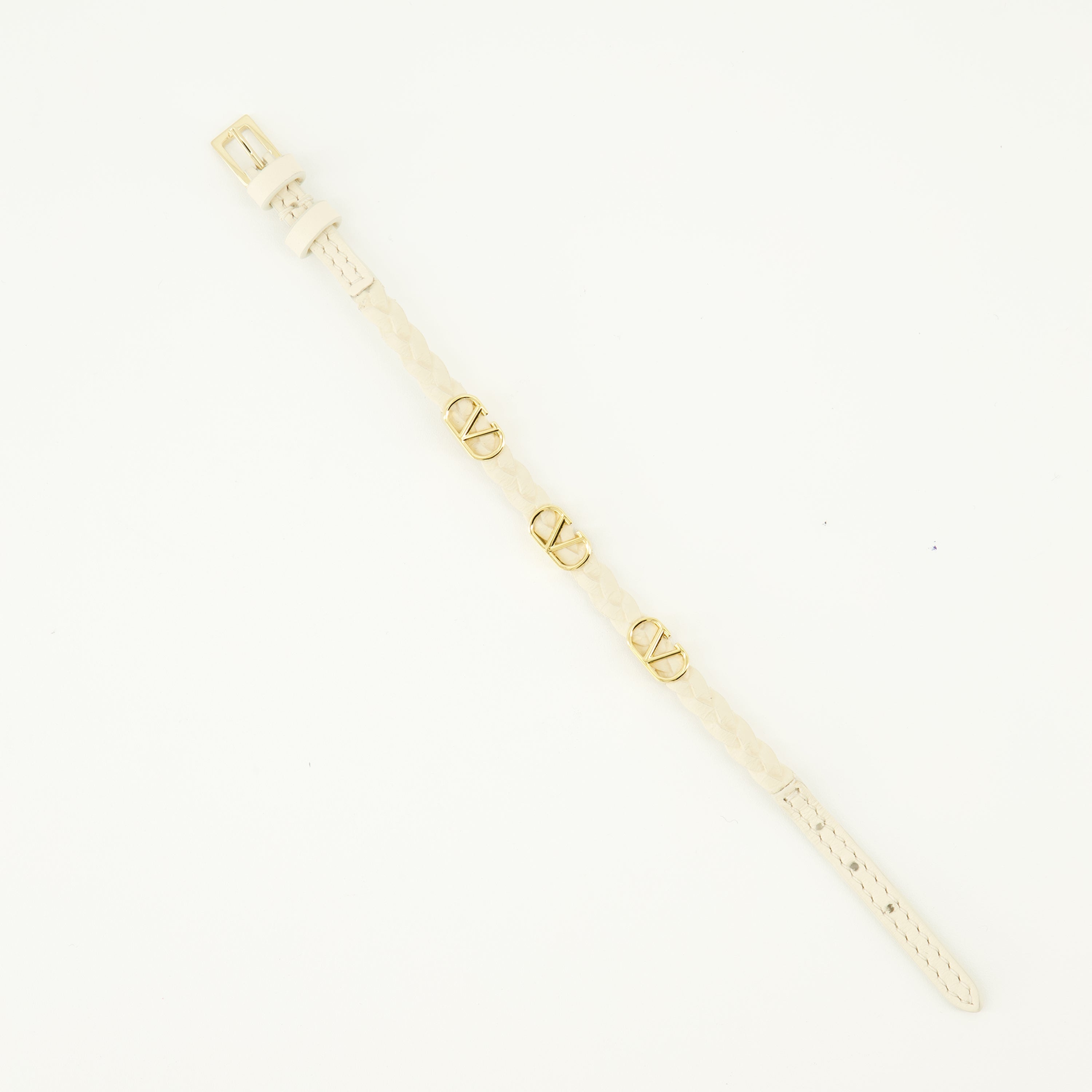 Bild des beigen Vlogo-Lederarmbands der Marke Valentino Garavani für Damen - Frühjahr-Sommer 2026 - Detaillierte Ansicht 2