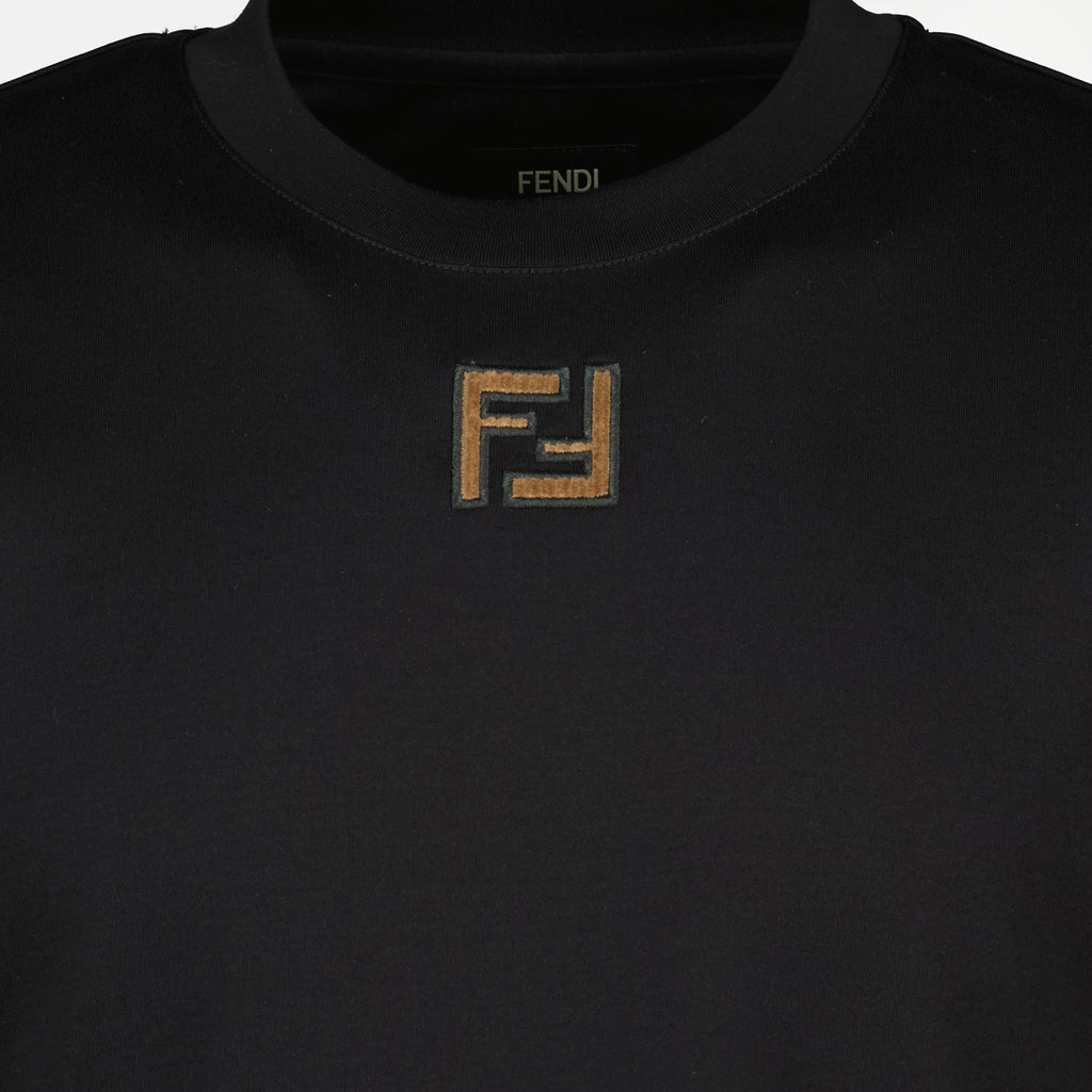 Image de l'article T-shirt noir en coton de la marque Fendi pour Homme - Saison Printemps-Été 2026 - Vue détaillée_2