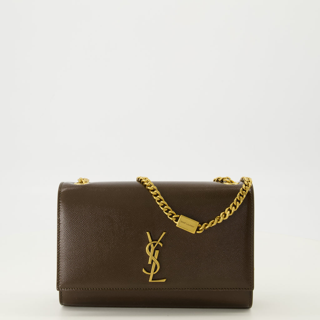 Sacs bandoulière 뉴 케이트 소형 갈색 가죽 가방 Saint Laurent Marron Femme