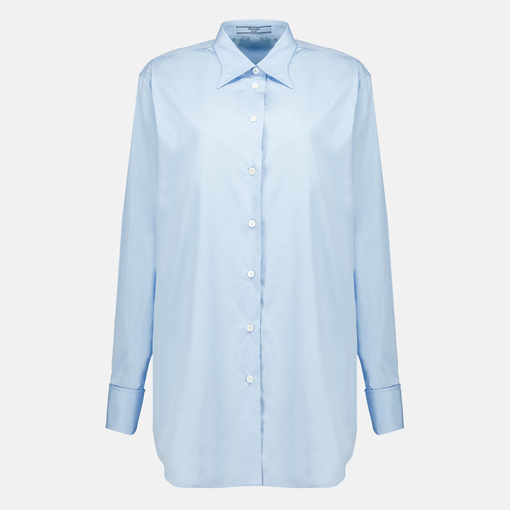 Chemises Oversized Blau Popeline Hemd Prada Bleu Femme