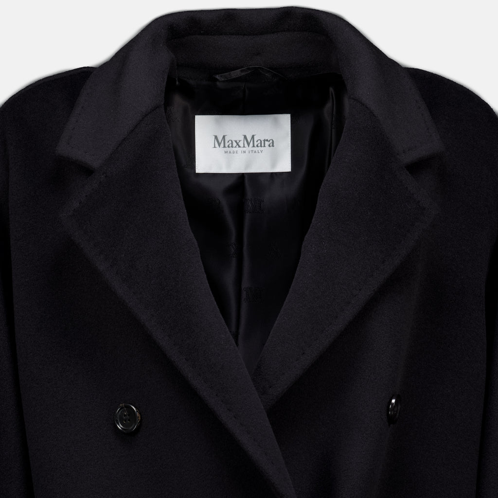 Manteaux 짧은 검정색 울 아이콘 코트 Max Mara Noir Femme