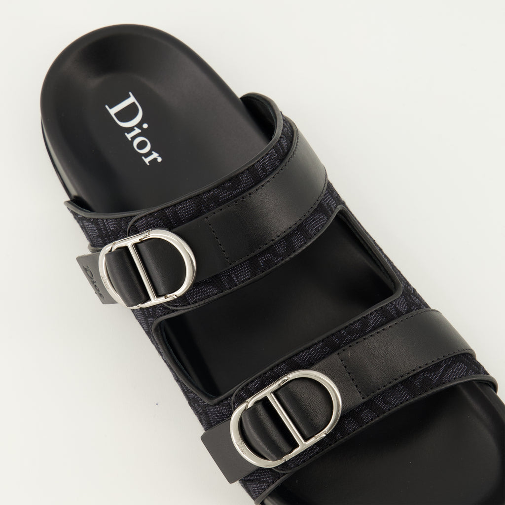 Chaussures ouvertes Sandales Aqua en toile noir Dior Noir Homme