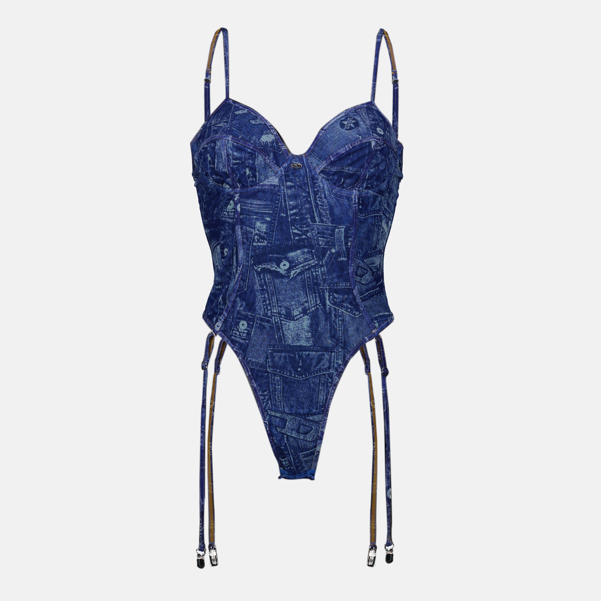 Bild des Body Bridget-DNM in blauem Jeansstoff der Marke Diesel für Frauen - Frühling-Sommer 2026 - Vorderansicht