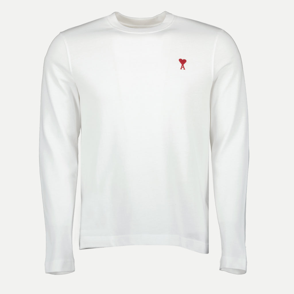 Camisetas T-Shirt de Manga Longa Ami PARIS Branco Unissex