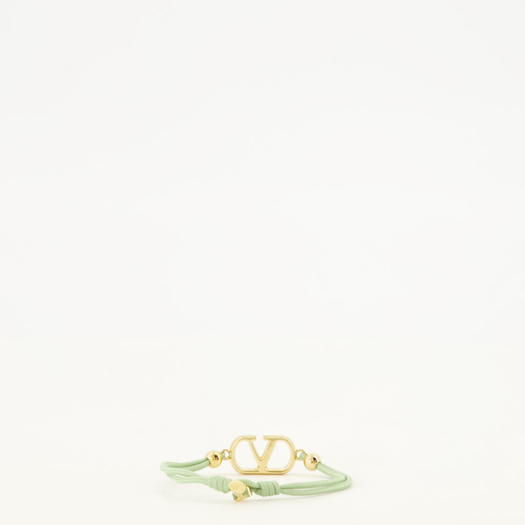 Bijoux Bracelet Vlogo en coton et Cristaux Swarovski® Valentino Garavani Vert Femme