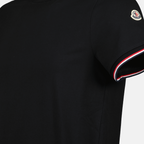 Camisetas Camiseta Negra con Lisado Tricolor Moncler Negro Homme