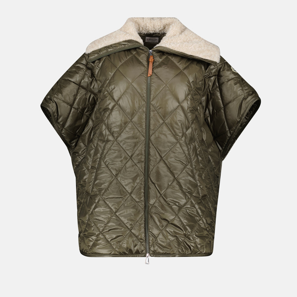 Vestes Cape matelassée Moncler Kaki Femme