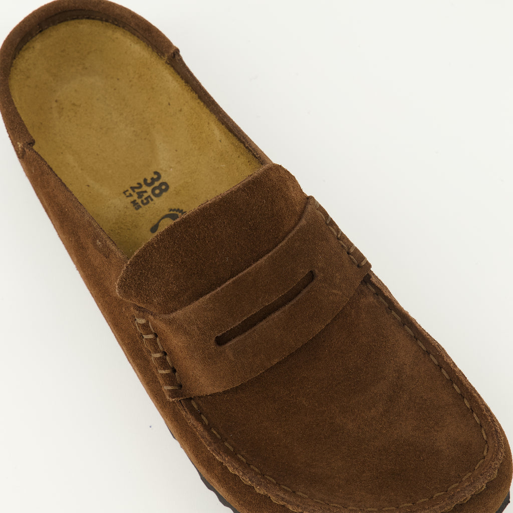 Immagine delle Mules Naples marroni del marchio Birkenstock per Unisex - Stagione Primavera-Estate 2026 - Vista dettagliata dall'alto