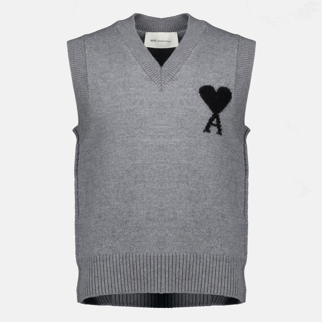 Maille Grauer ärmelloser Pullover AMI de Coeur Ami PARIS Gris Homme