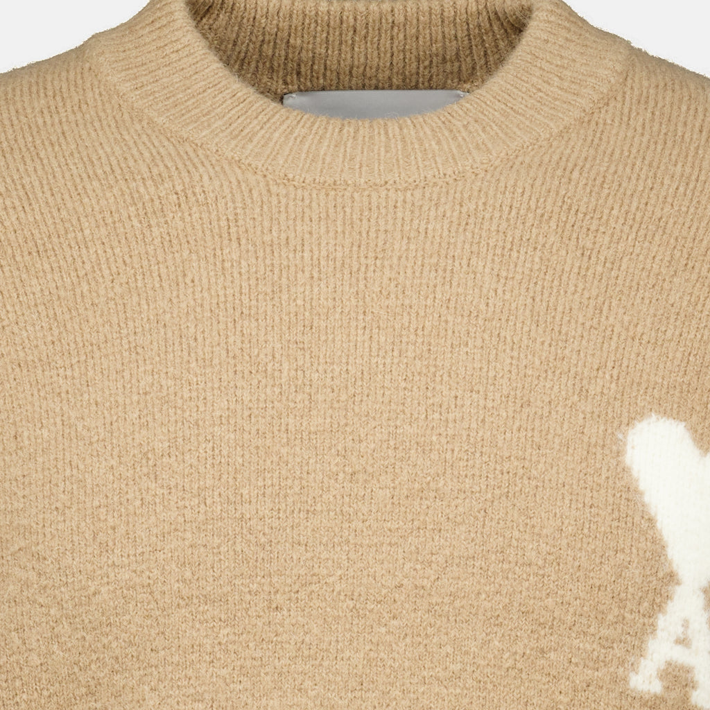 Maille Pull AMI de coeur beige Ami PARIS Beige Unisexe
