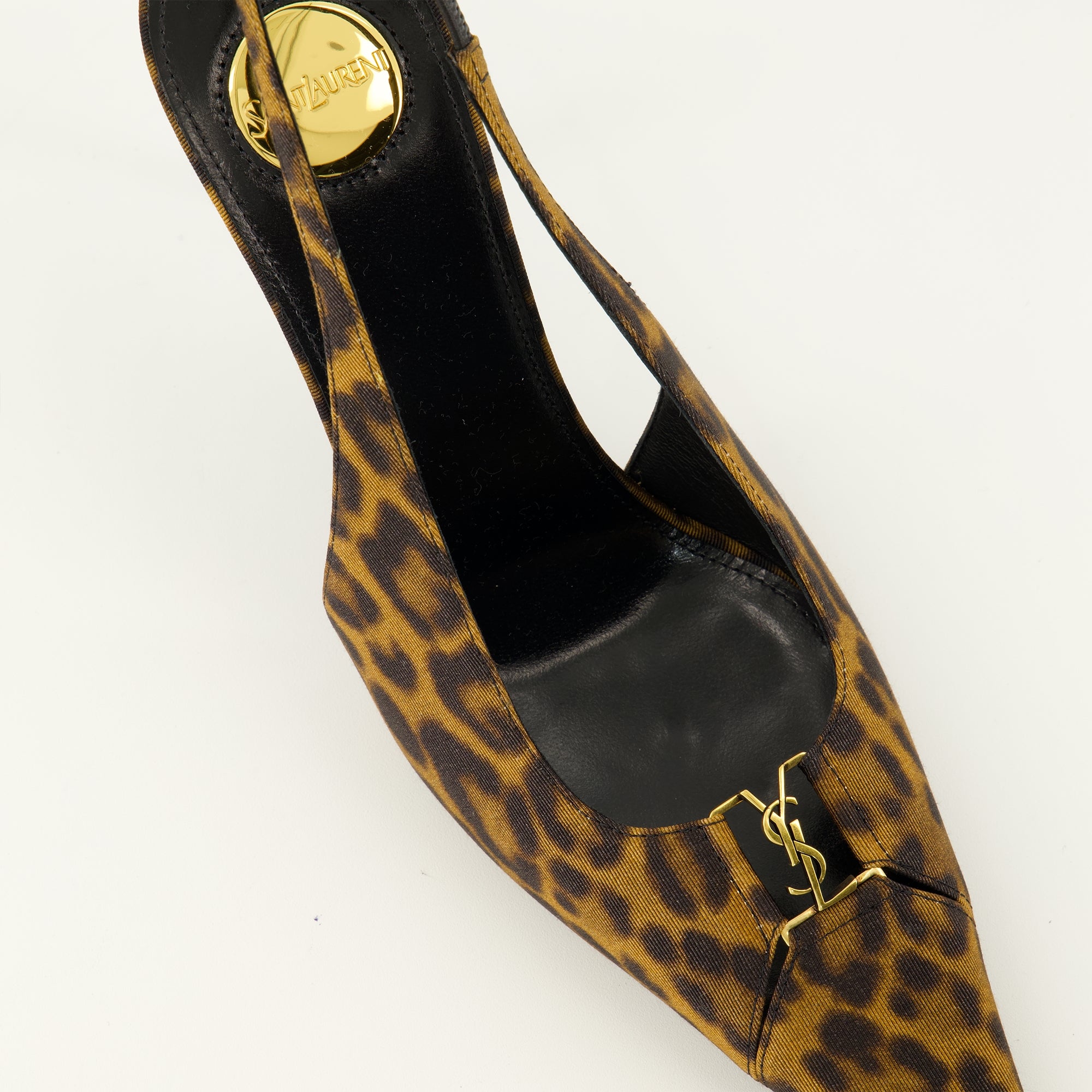 Escarpins Babylone Breteuil Leopard Slingbacks Saint Laurent Marron Femme